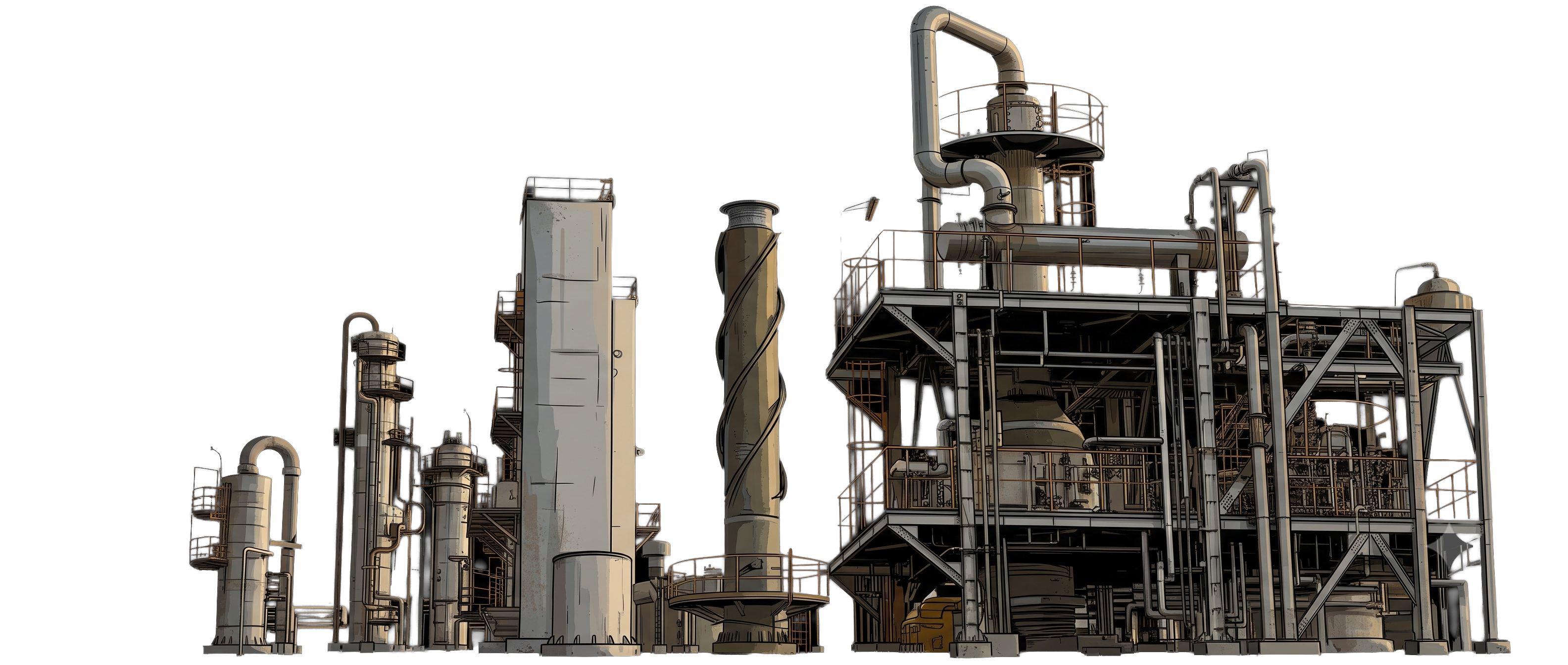 Ilustração de uma planta industrial, representando o seguro empresarial